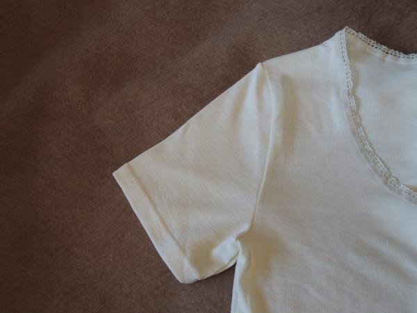 Damen-Unterhemd, Wolle-Seide, Halbarm, Natur-Faser, Naturbelassen