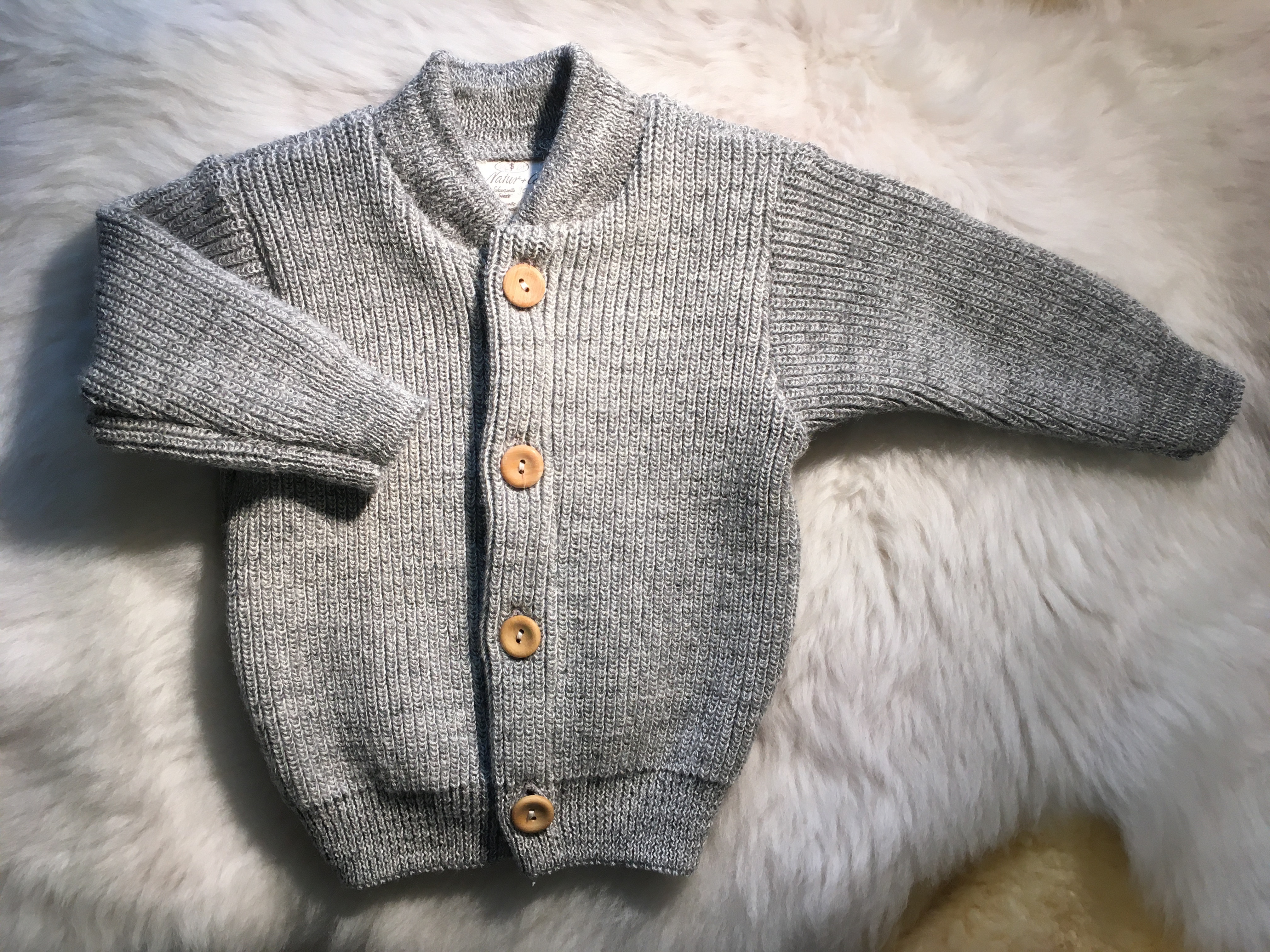 Natur Co – Naturkleidung Baby-Wollstrickjacke Grau