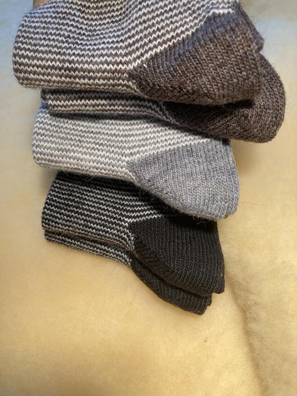 Alpaka-Socken, fein geringelt, 2er Paket