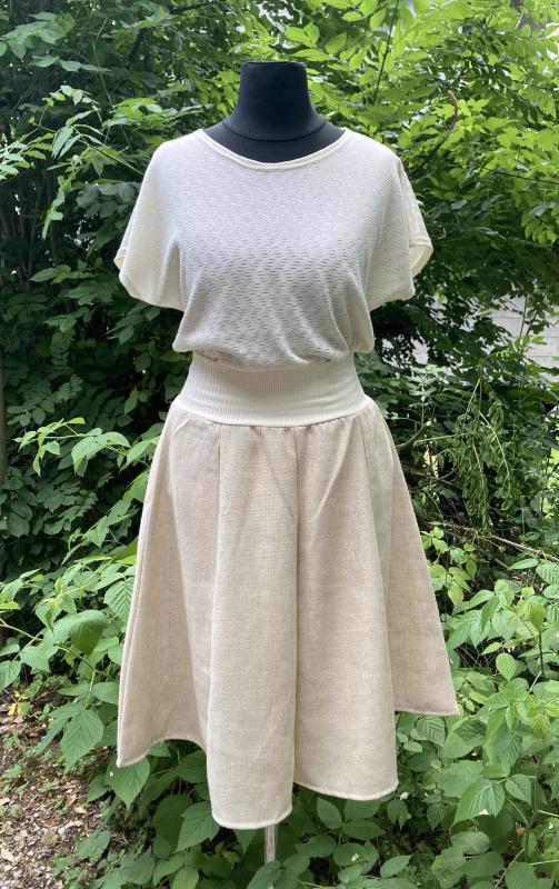 8-Bahnenrock, Leinen-Viskose, Glockenrock