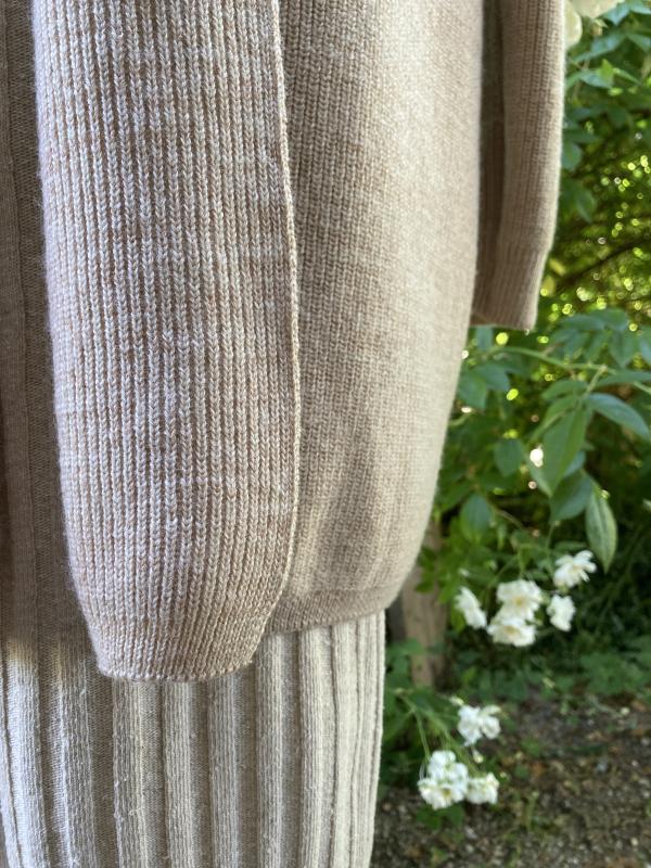 Schalkragenjacke,  camel- natur meliert