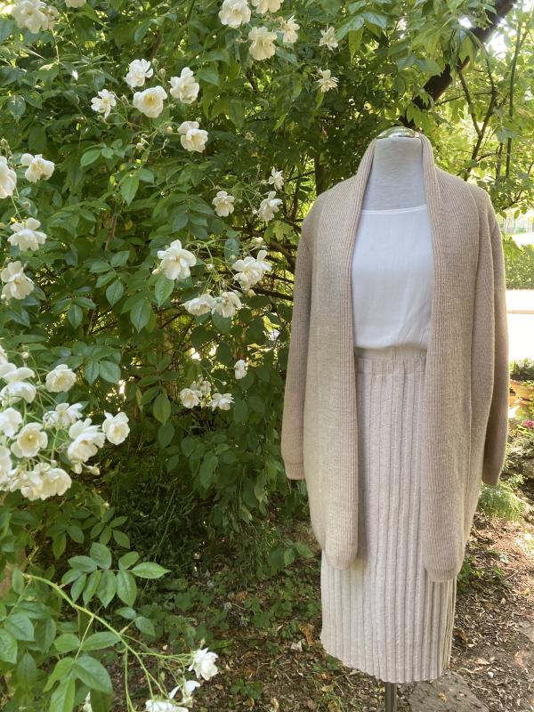 Schalkragenjacke,  camel- natur meliert